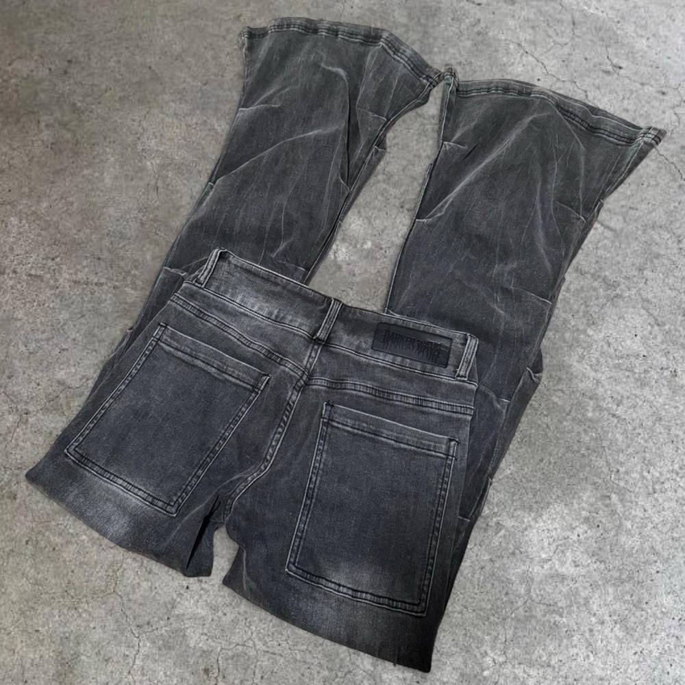 Mid rise darker wavs denim jeans